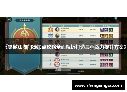 《笑傲江湖门徒加点攻略全面解析打造最强战力提升方案》